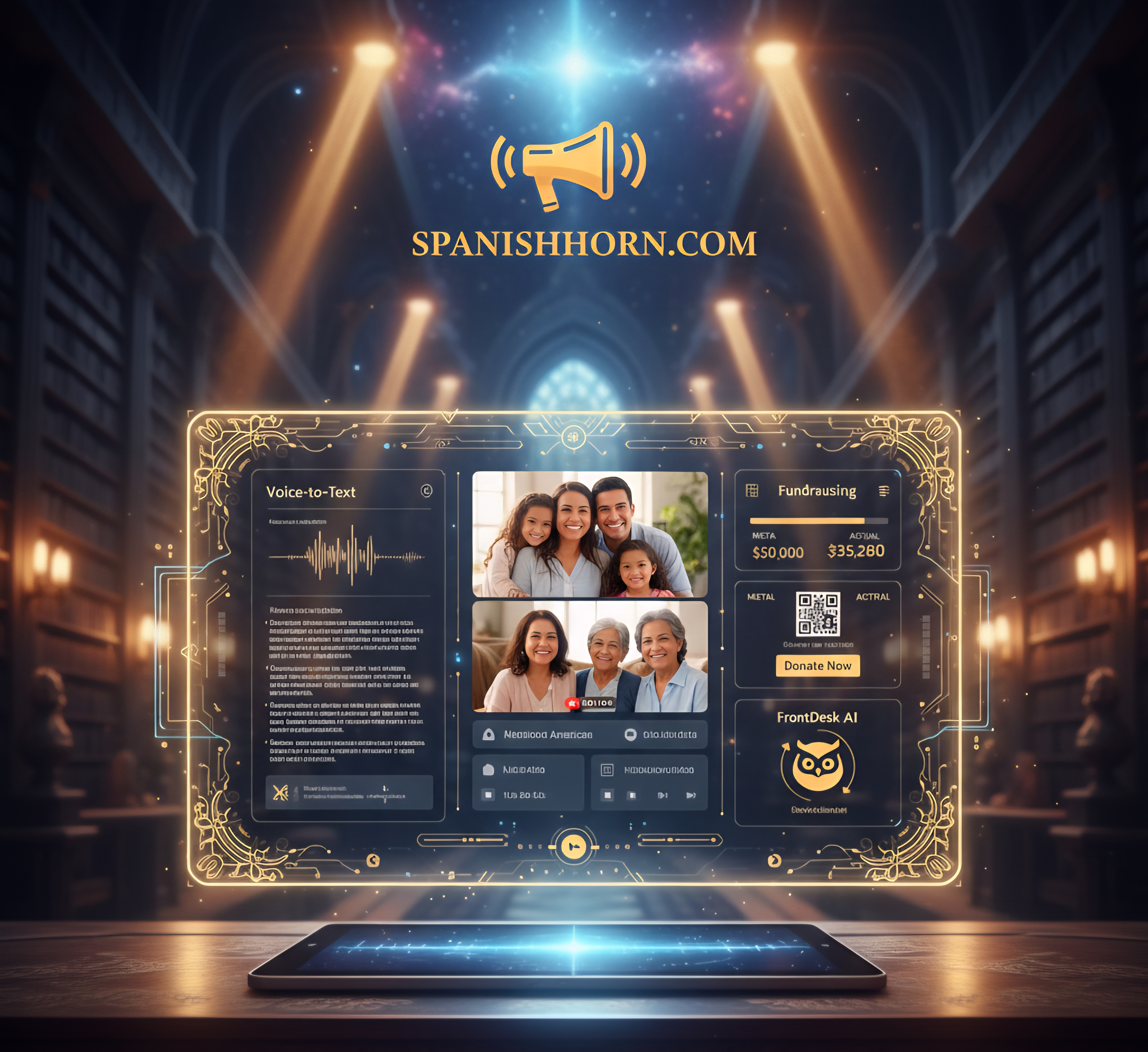 Plataforma Digital SpanishHorn con Voz a Texto y Videoconferencia.